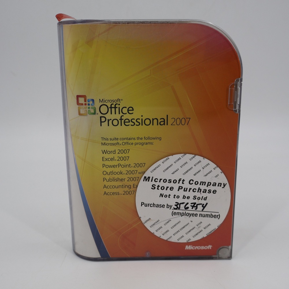 Microsoft Office Professional 2007 PC Full Version New Sealed Orange Case